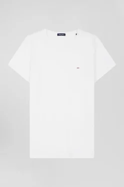 T-shirt femme manches courtes en coton blanc coupe Regular