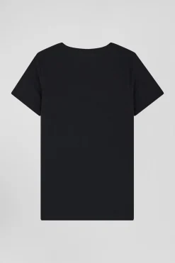 T-shirt femme manches courtes en coton noir coupe Regular