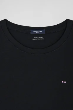 T-shirt femme manches courtes en coton noir coupe Regular