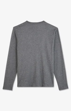 T-shirt gris col rond à manches longues