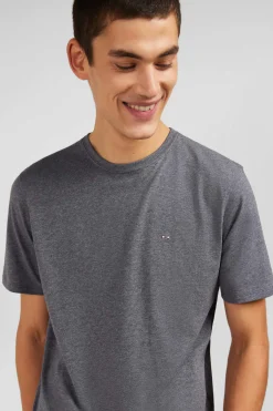 T-shirt gris col rond à manches courtes