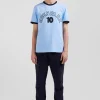 T-shirt manches courtes bicolore en coton ciel Eden Park 10 coupe Relaxed