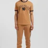 T-shirt manches courtes bicolore en coton camel Eden Park 10 coupe Relaxed