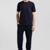 T-shirt manches courtes bicolore en coton bleu marine Eden Park 10 coupe Relaxed