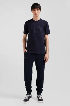T-shirt manches courtes bicolore en coton bleu marine Eden Park 10 coupe Relaxed