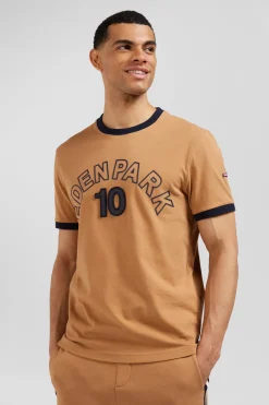 T-shirt manches courtes bicolore en coton camel Eden Park 10 coupe Relaxed