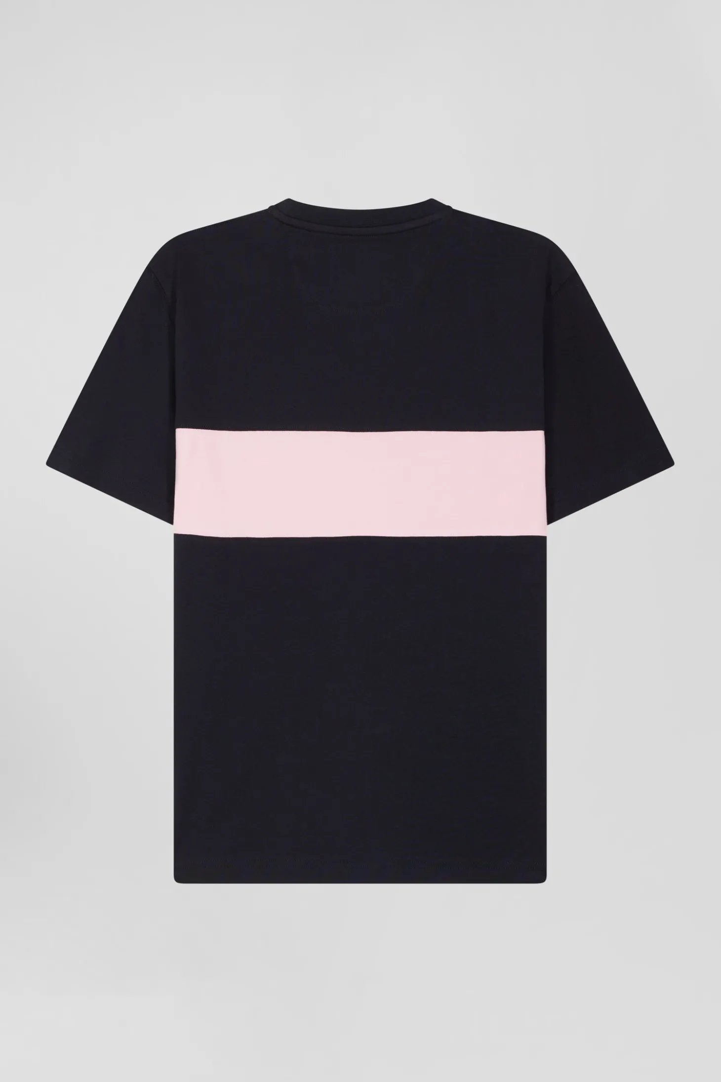 T-shirt manches courtes bicolore en coton bleu marine et rose coupe Regular