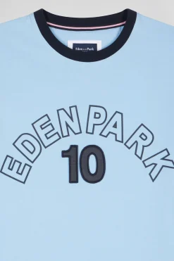 T-shirt manches courtes bicolore en coton ciel Eden Park 10 coupe Relaxed