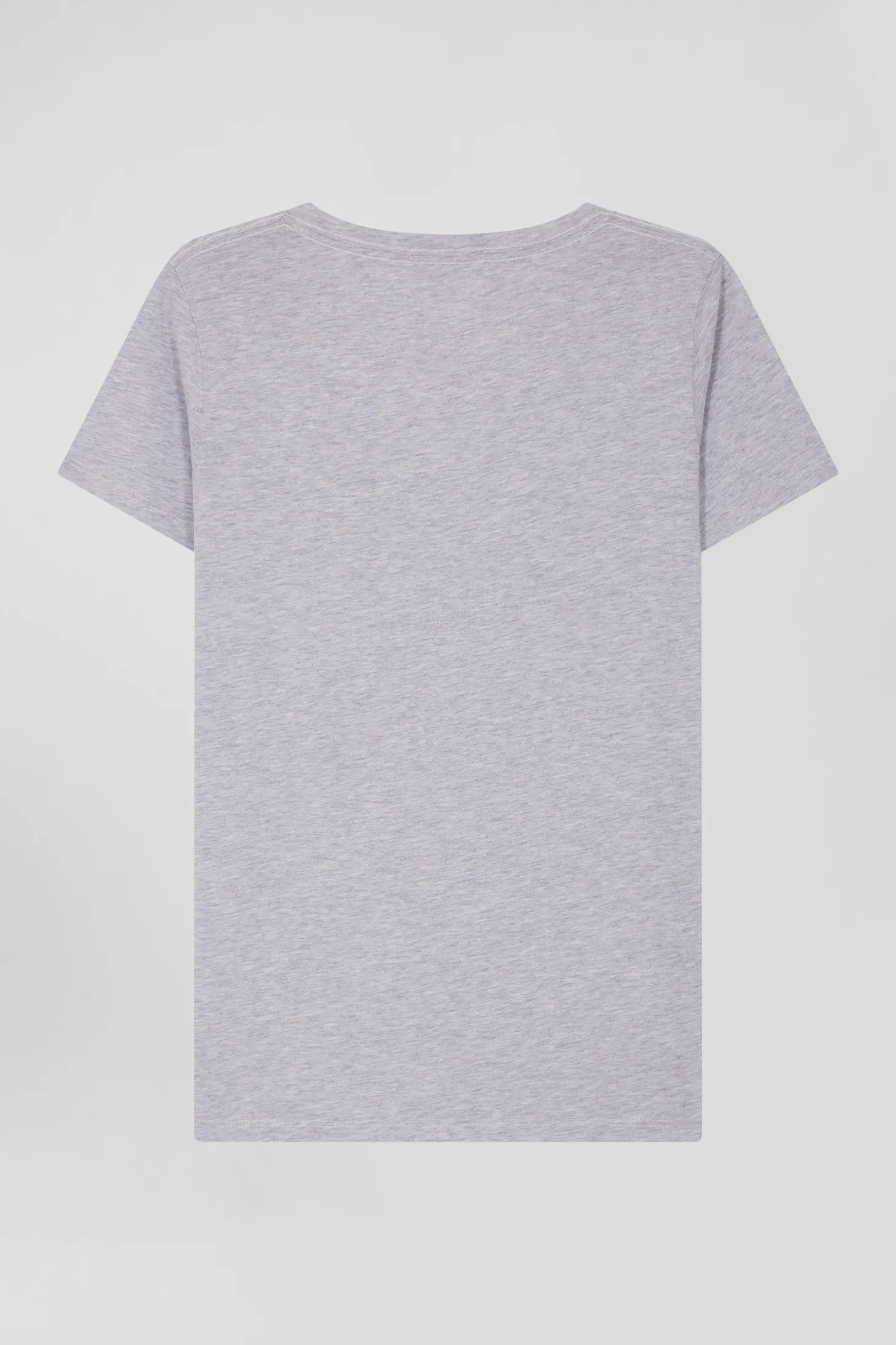 T-shirt manches courtes col V en coton gris coupe Regular