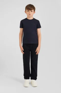T-shirt manches courtes en coton bleu marine broderie XV de France coupe Regular