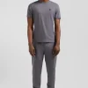 T-shirt manches courtes en coton gris coupe Regular broderie emblème