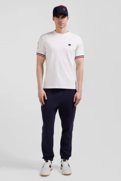T-shirt manches courtes en coton blanc broderie tricolore XV de France coupe Regular
