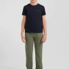 T-shirt manches courtes en coton bleu marine broderie nœud papillon coupe Regular