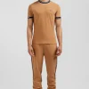 T-shirt manches courtes en coton camel coupe Slim bords-côtes Eden Park