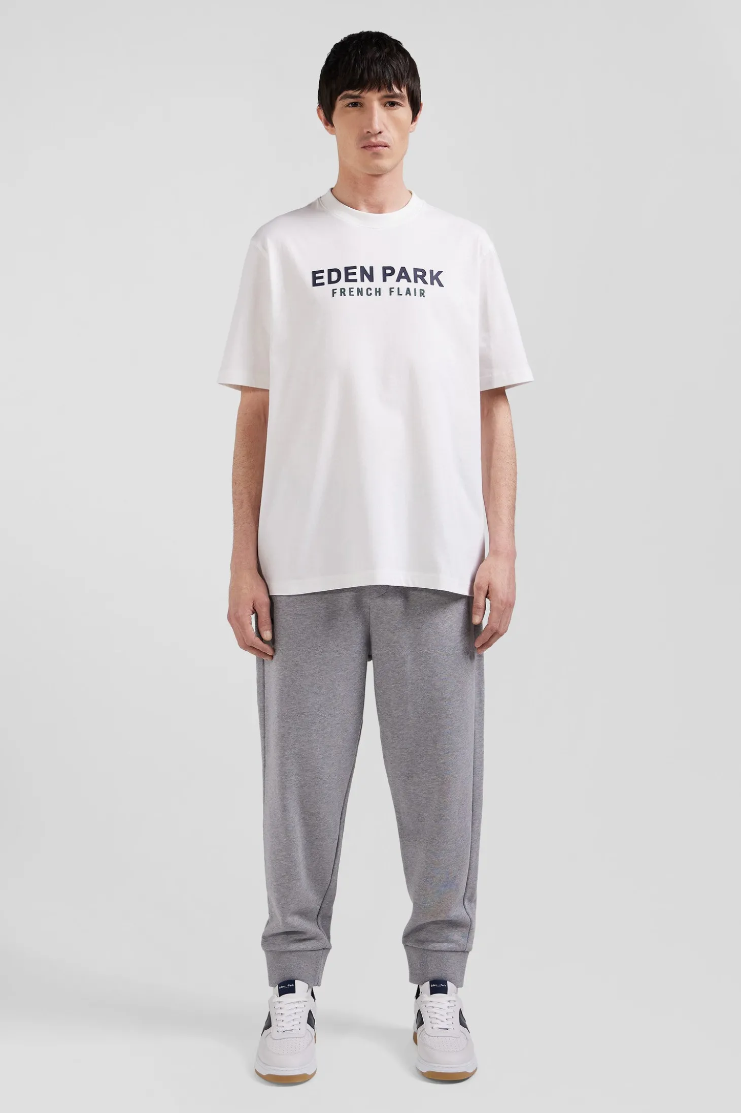 T-shirt manches courtes en coton écru Eden Park French Flair coupe Oversized