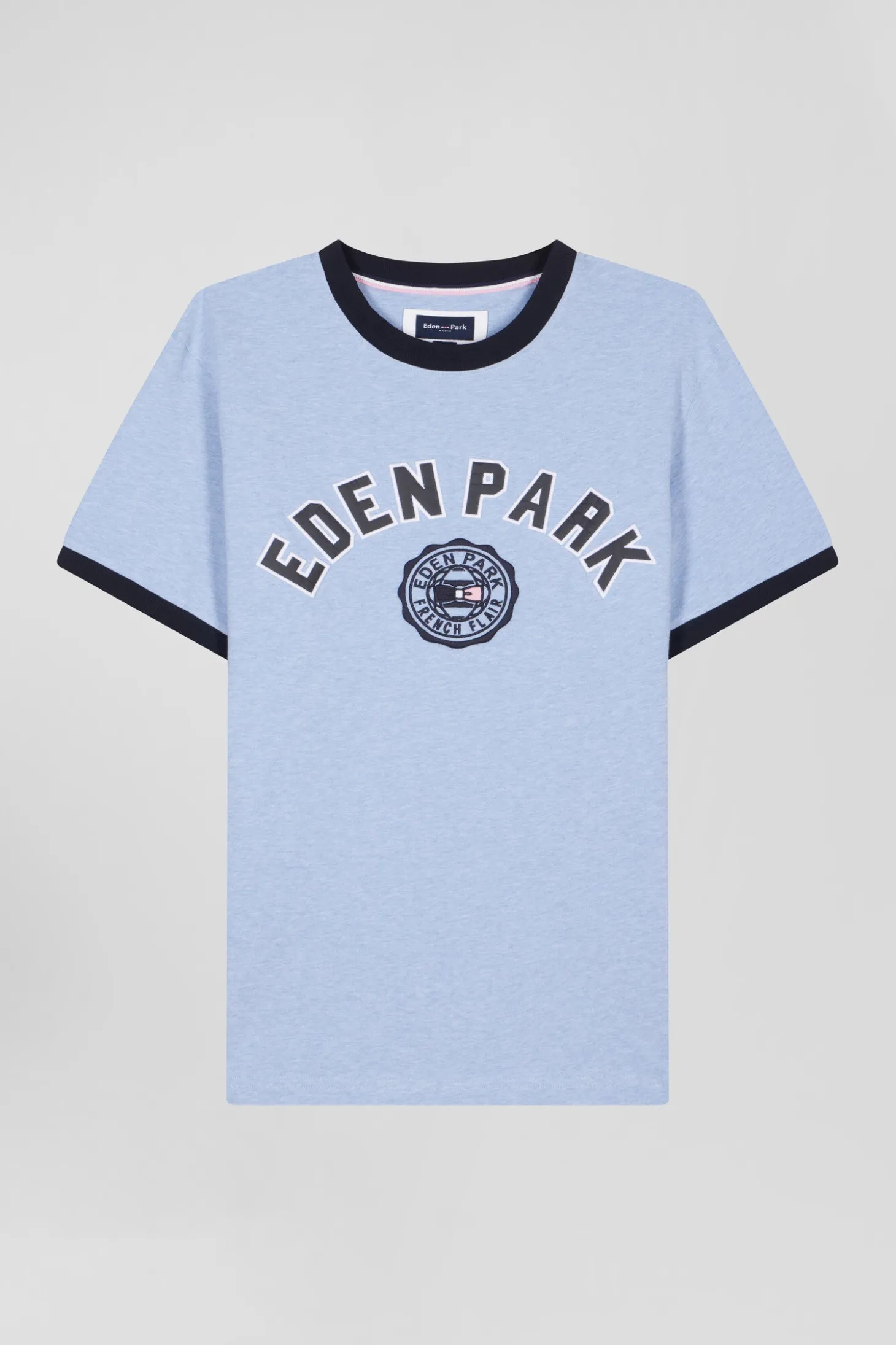 T-shirt manches courtes en coton ciel application Eden Park coupe Oversized