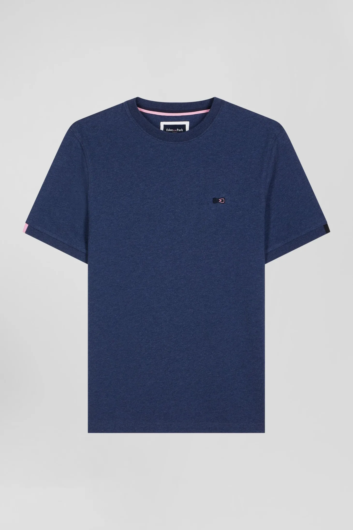 T-shirt manches courtes en coton bleu coupe Regular broderie emblème