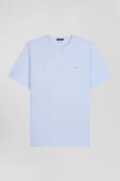 T-shirt manches courtes en coton Pima uni ciel coupe Regular