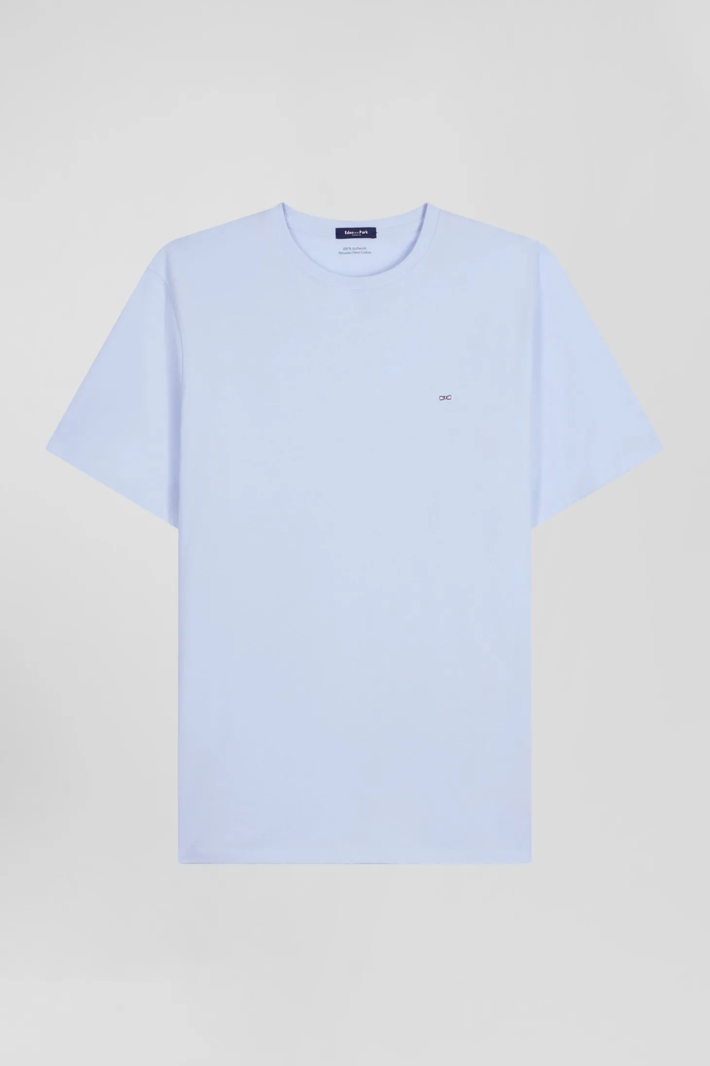 T-shirt manches courtes en coton Pima uni ciel coupe Regular