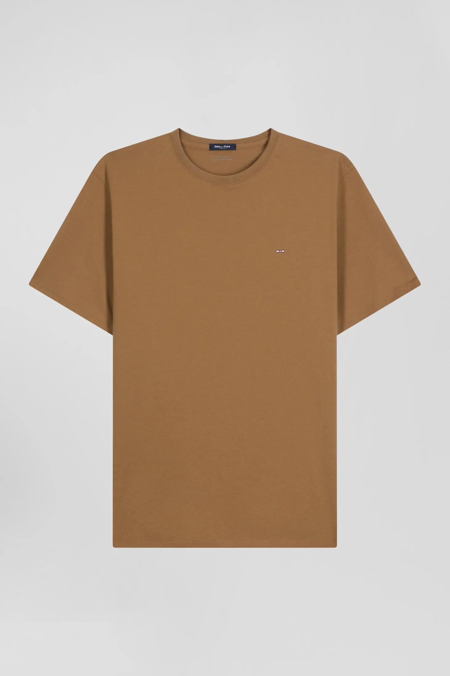 T-shirt manches courtes en coton Pima uni camel coupe Regular