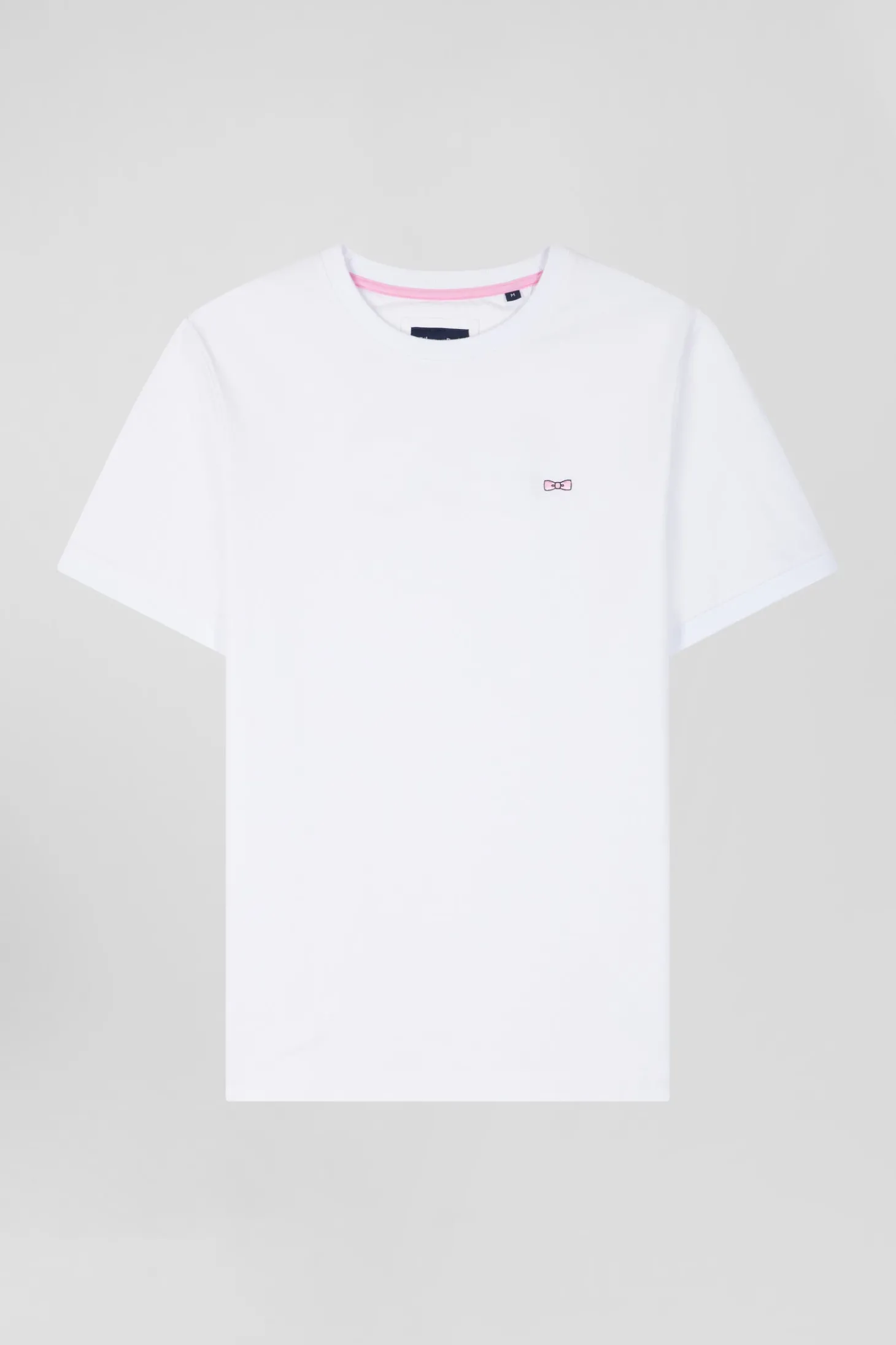 T-shirt manches courtes en coton blanc broderie dos emblème coupe Regular