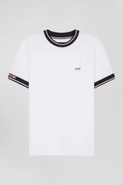 T-shirt manches courtes en coton blanc coupe Slim bords-côtes Eden Park