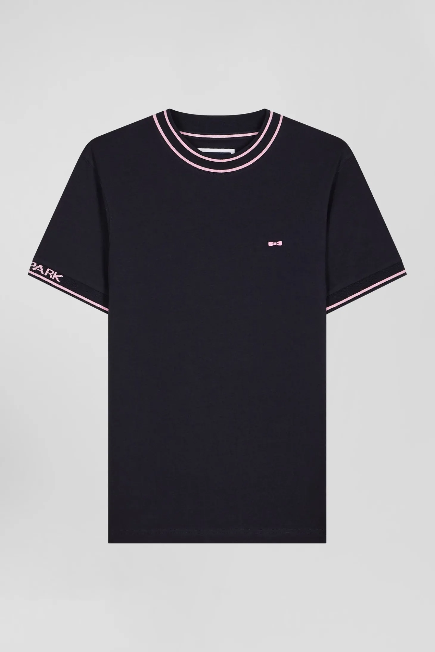 T-shirt manches courtes en coton bleu marine coupe Slim bords-côtes Eden Park