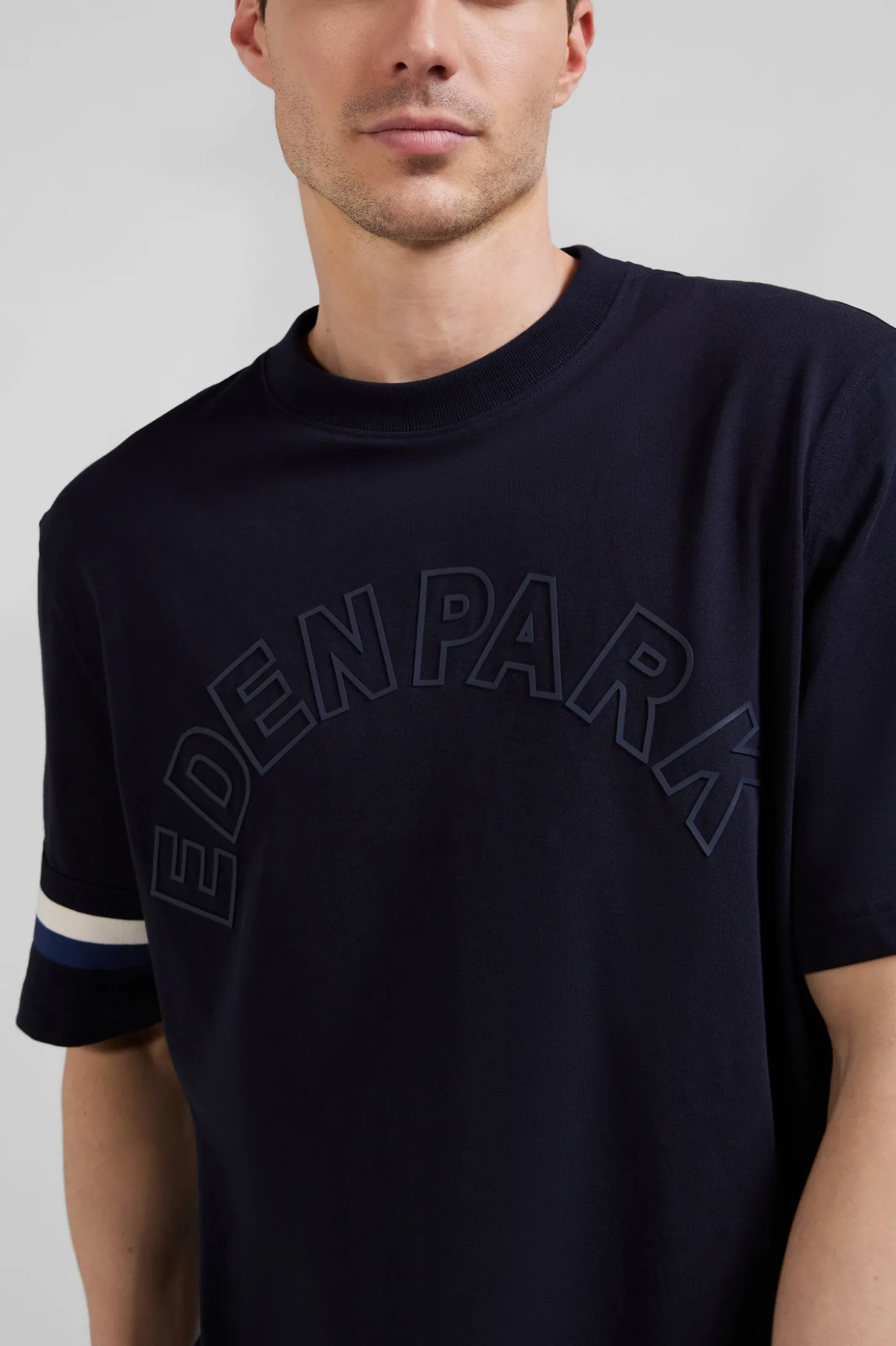 T-shirt manches courtes en coton bleu marine coupe Oversized sérigraphie Eden Park