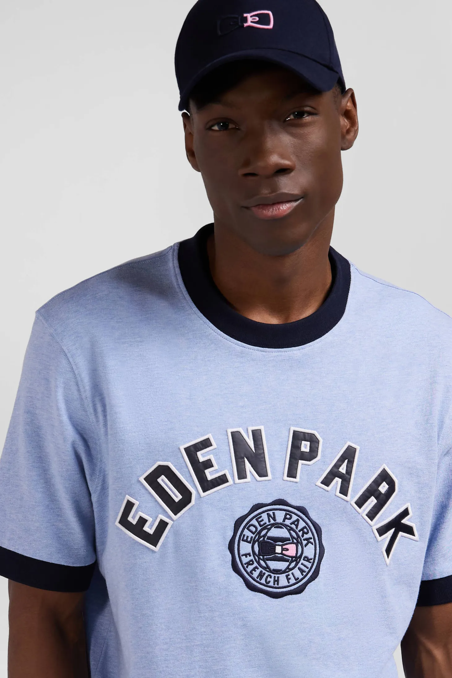 T-shirt manches courtes en coton ciel application Eden Park coupe Oversized