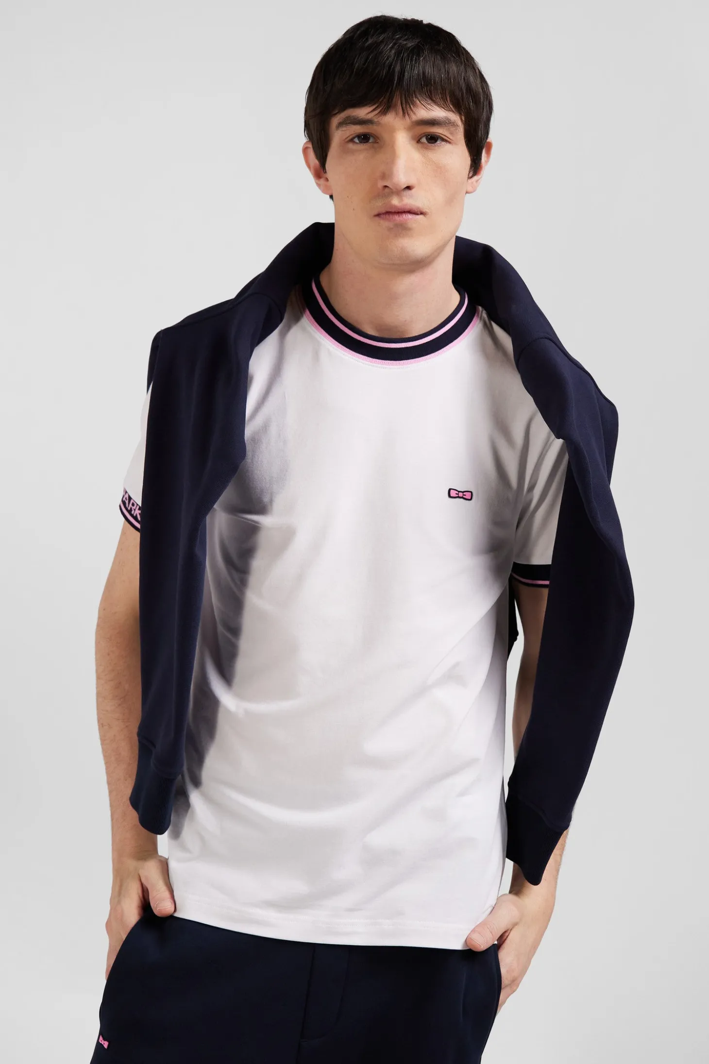 T-shirt manches courtes en coton blanc coupe Slim bords-côtes Eden Park
