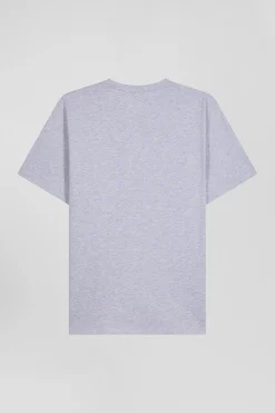 T-shirt manches courtes en coton Pima uni gris coupe Regular