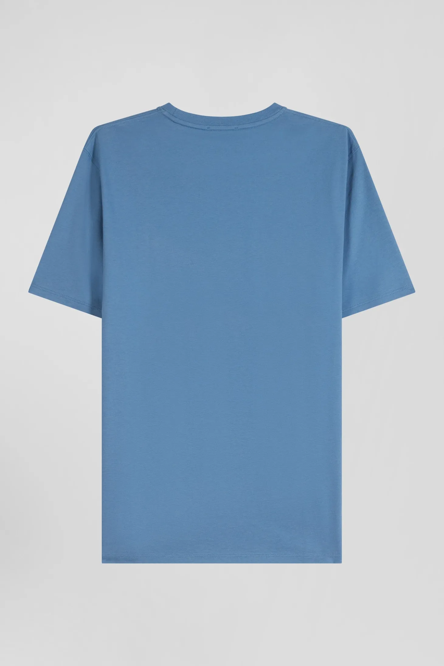 T-shirt manches courtes en coton Pima uni bleu coupe Regular