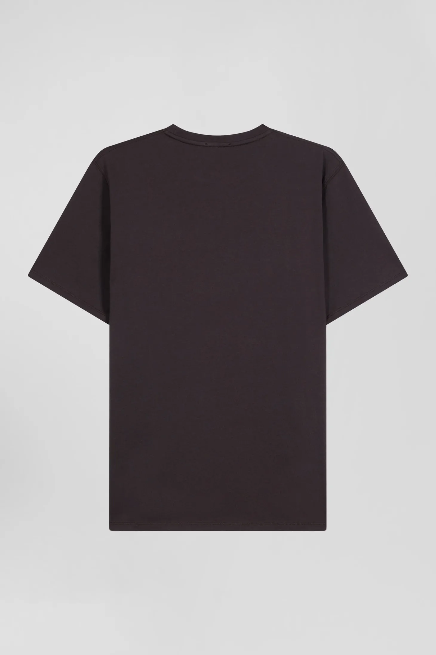 T-shirt manches courtes en coton Pima uni marron coupe Regular