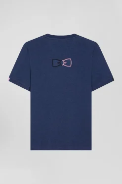 T-shirt manches courtes en coton bleu coupe Regular broderie emblème