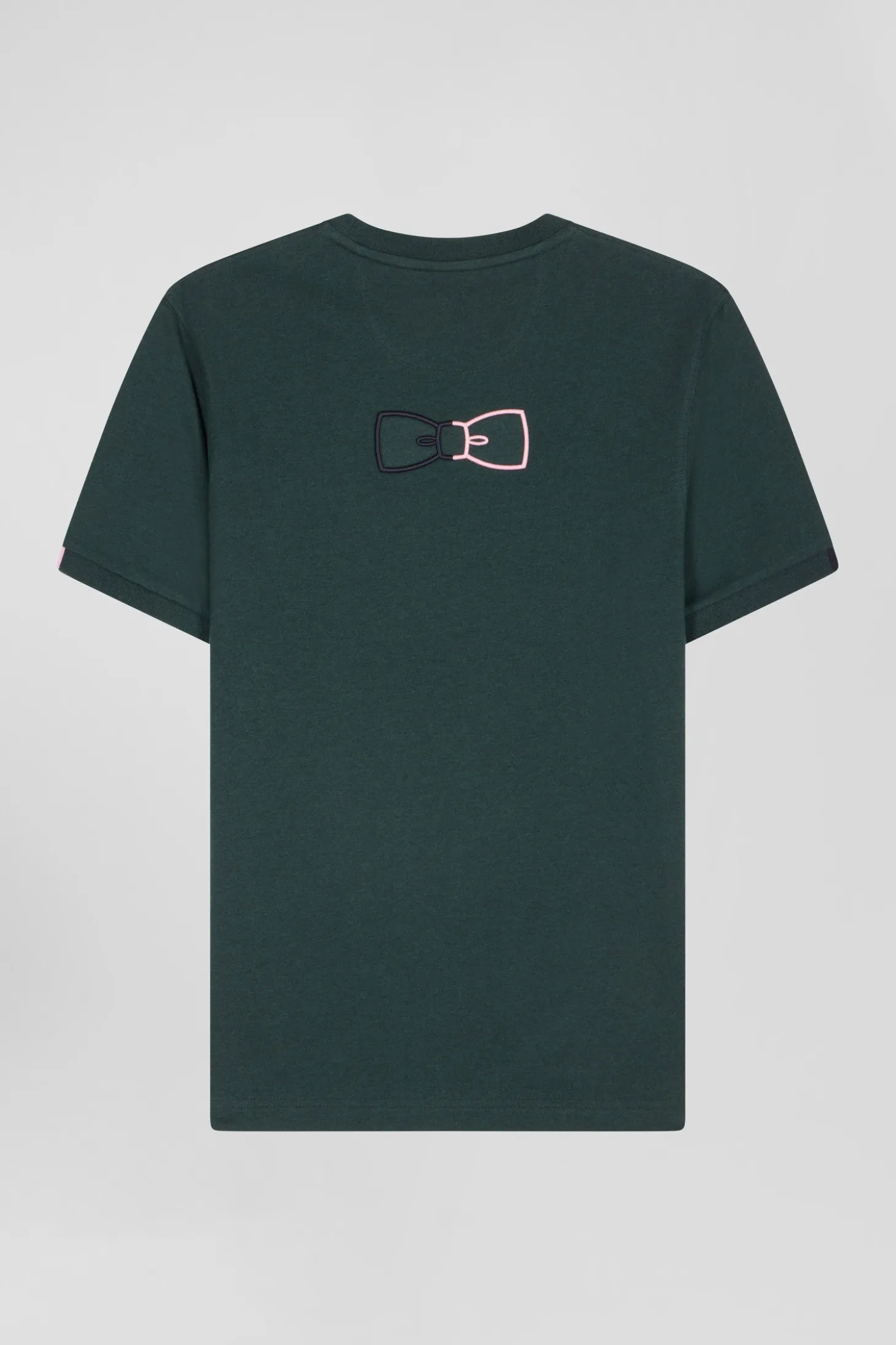 T-shirt manches courtes en coton vert coupe Regular broderie emblème