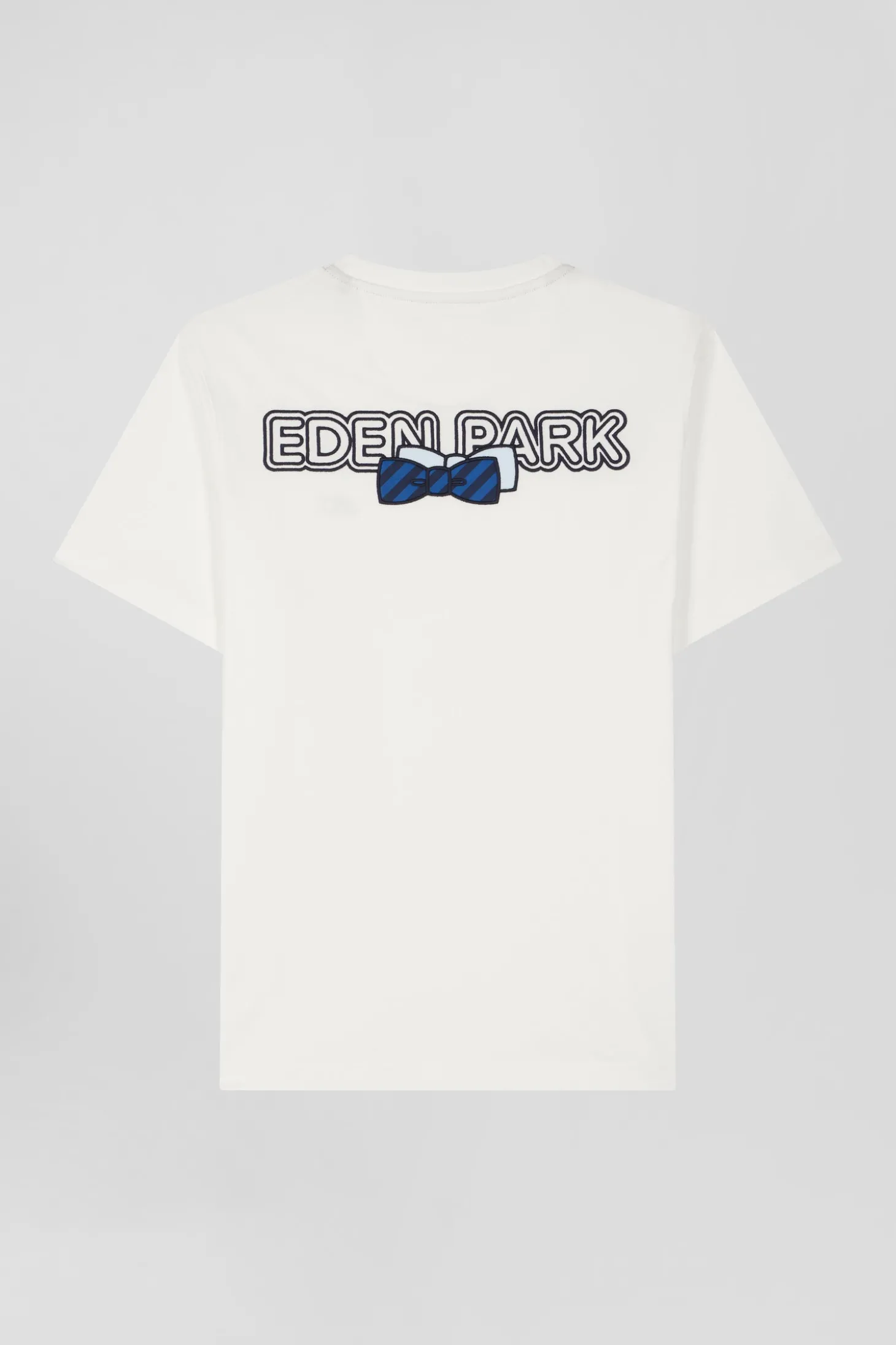 T-shirt manches courtes en coton écru broderie dos coupe Regular