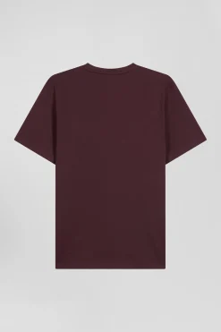 T-shirt manches courtes en coton Pima uni bordeaux coupe Regular