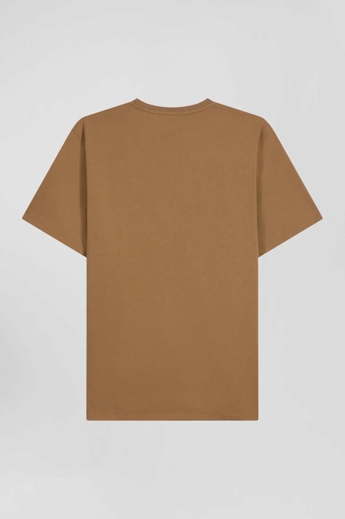 T-shirt manches courtes en coton Pima uni camel coupe Regular