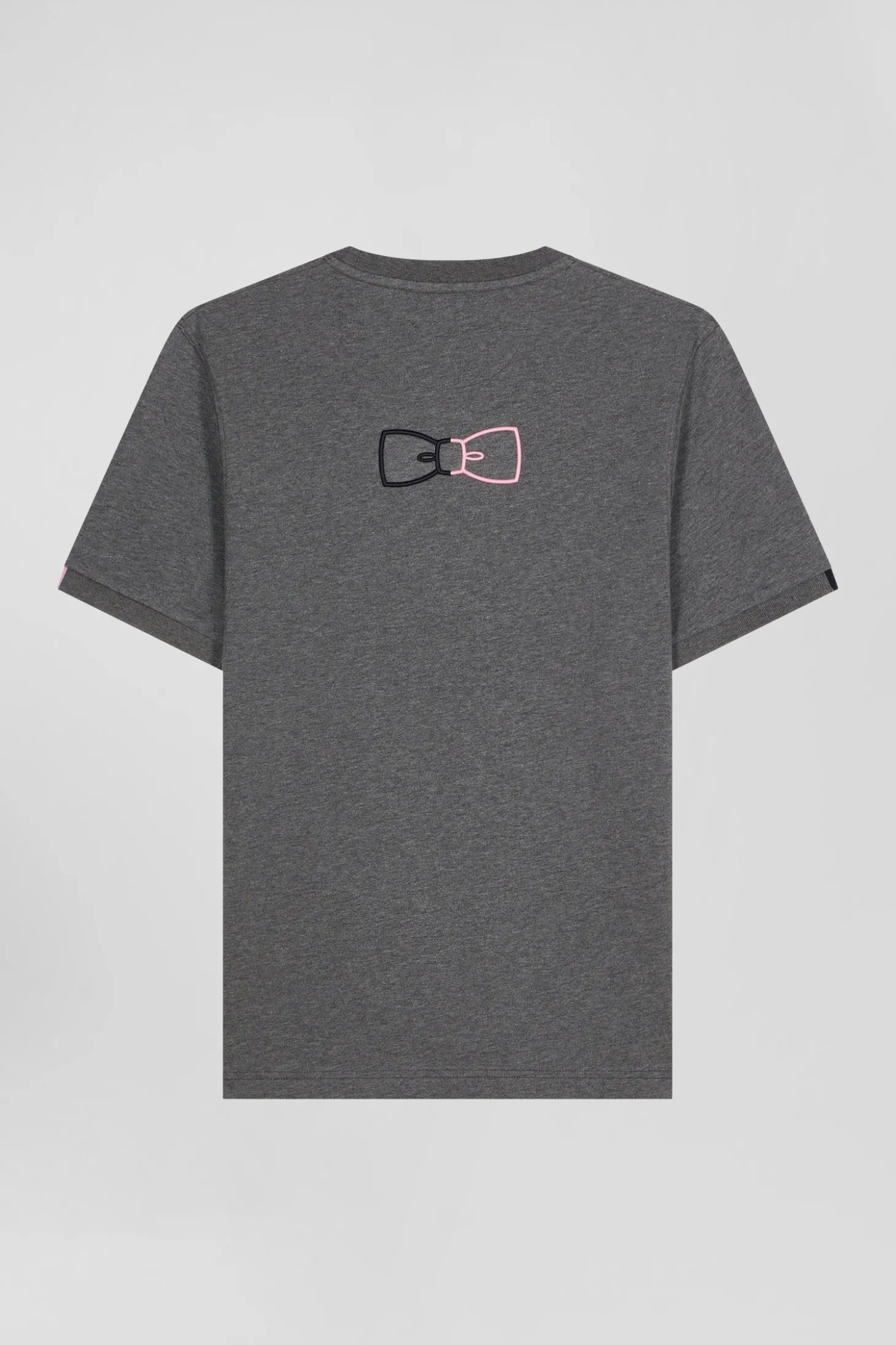 T-shirt manches courtes en coton gris coupe Regular broderie emblème