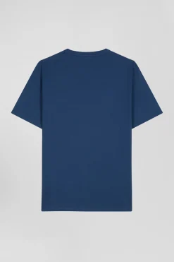 T-shirt manches courtes en coton Pima uni bleu marine coupe Regular