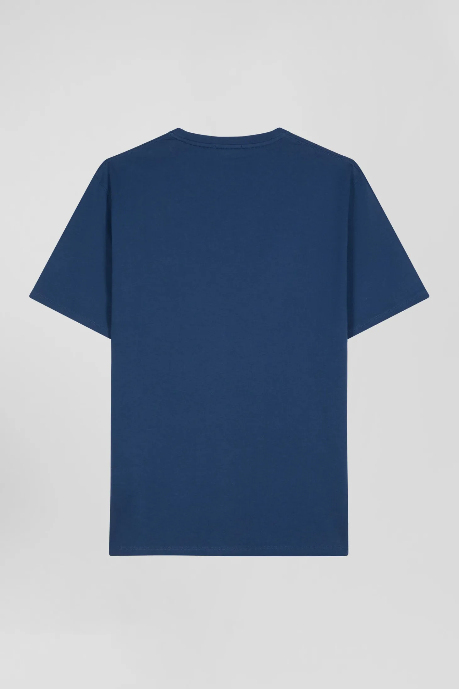 T-shirt manches courtes en coton Pima uni bleu marine coupe Regular