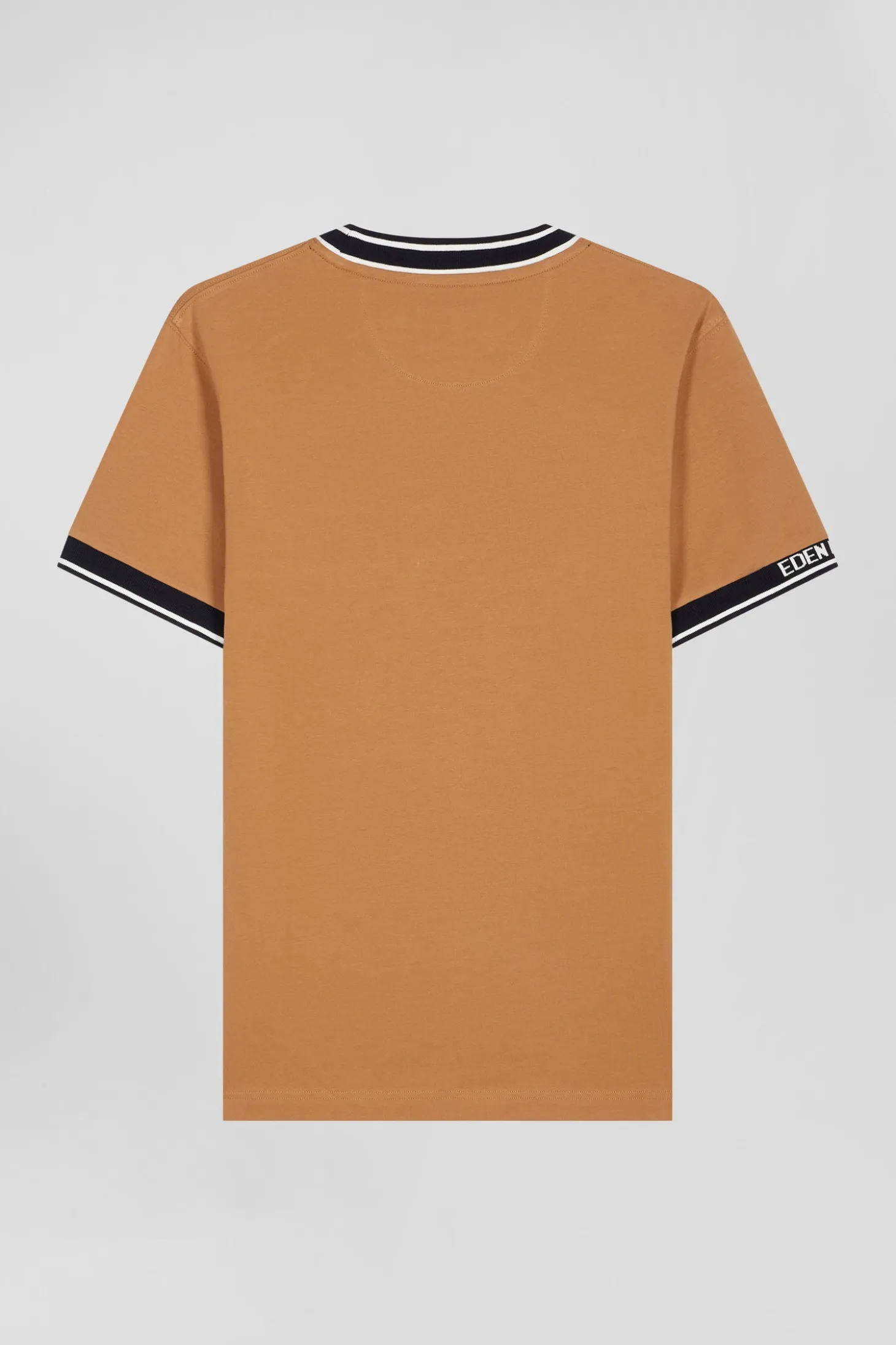 T-shirt manches courtes en coton camel coupe Slim bords-côtes Eden Park