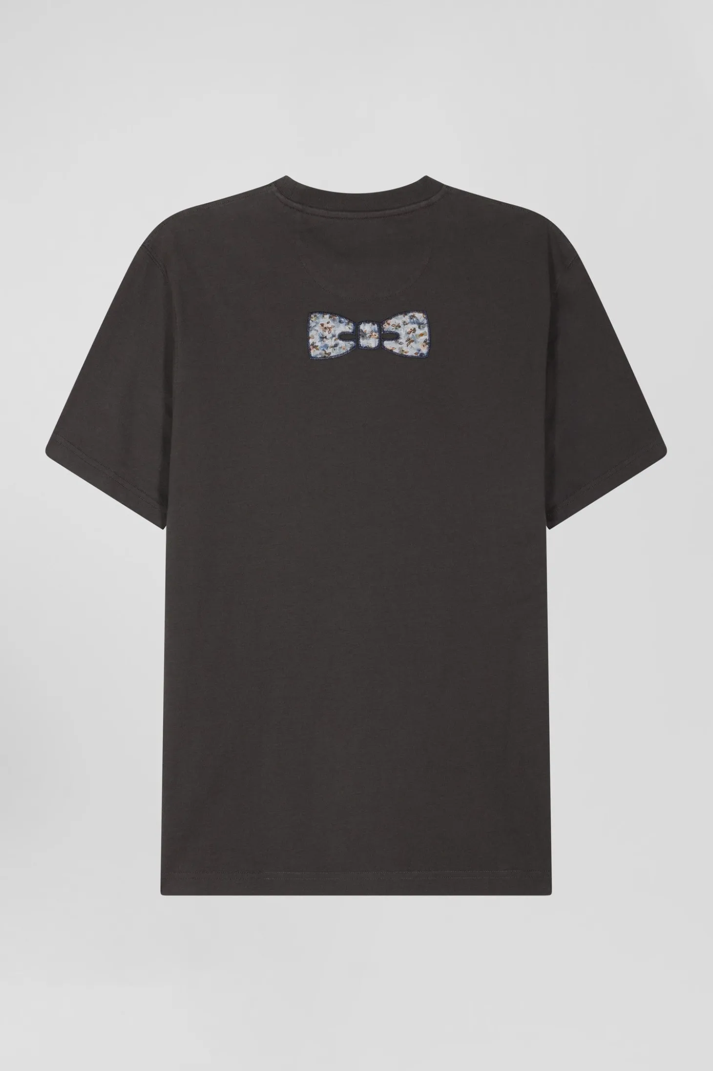 T-shirt manches courtes en coton kaki patch dos coupe Regular
