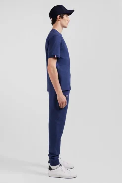 T-shirt manches courtes en coton bleu coupe Regular broderie emblème