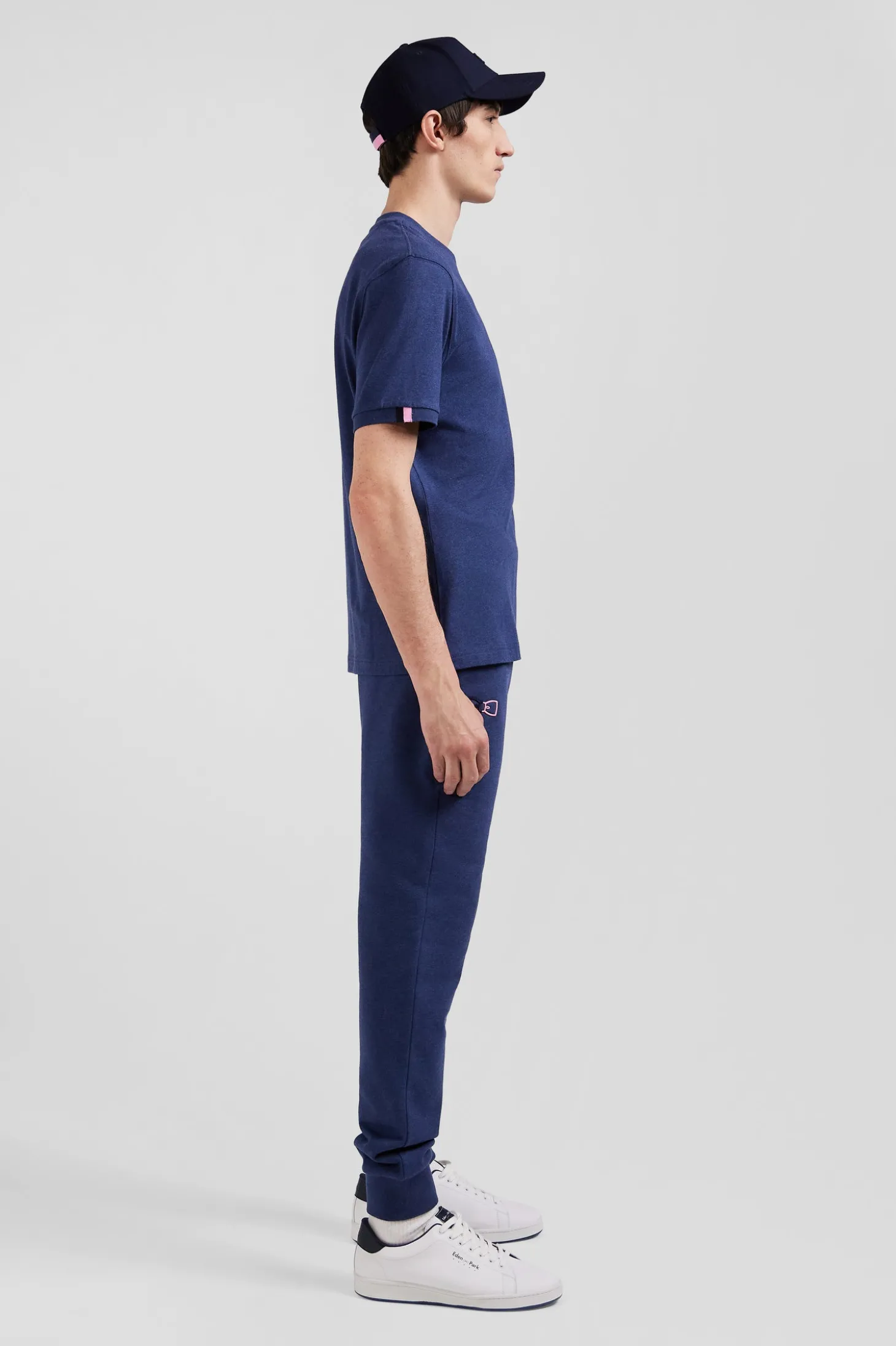 T-shirt manches courtes en coton bleu coupe Regular broderie emblème