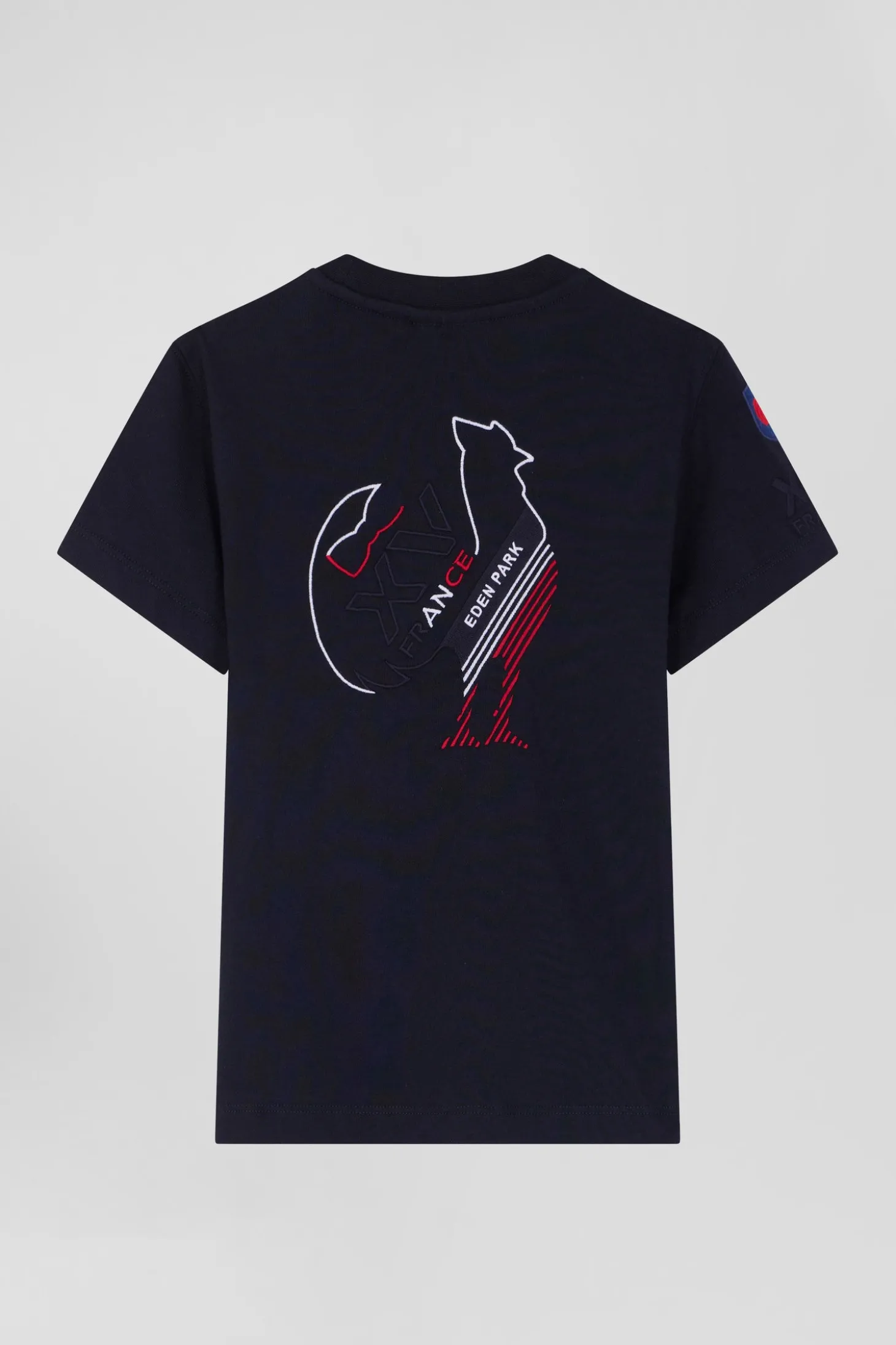 T-shirt manches courtes en coton bleu marine broderie XV de France coupe Regular