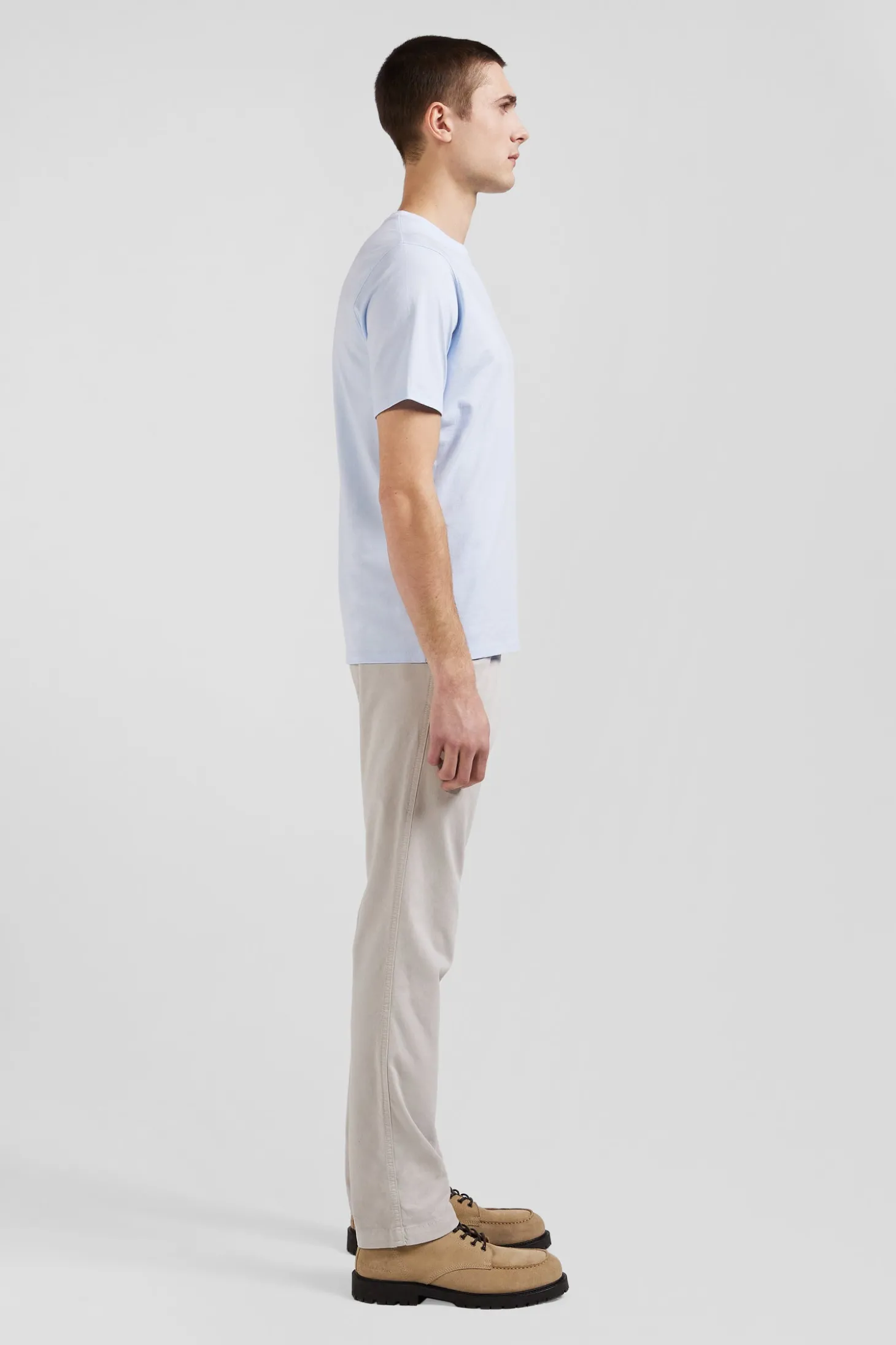 T-shirt manches courtes en coton Pima uni ciel coupe Regular
