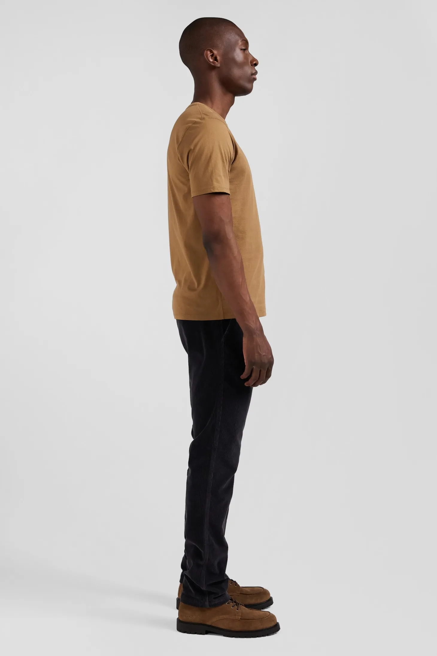T-shirt manches courtes en coton Pima uni camel coupe Regular