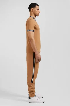 T-shirt manches courtes en coton camel coupe Slim bords-côtes Eden Park