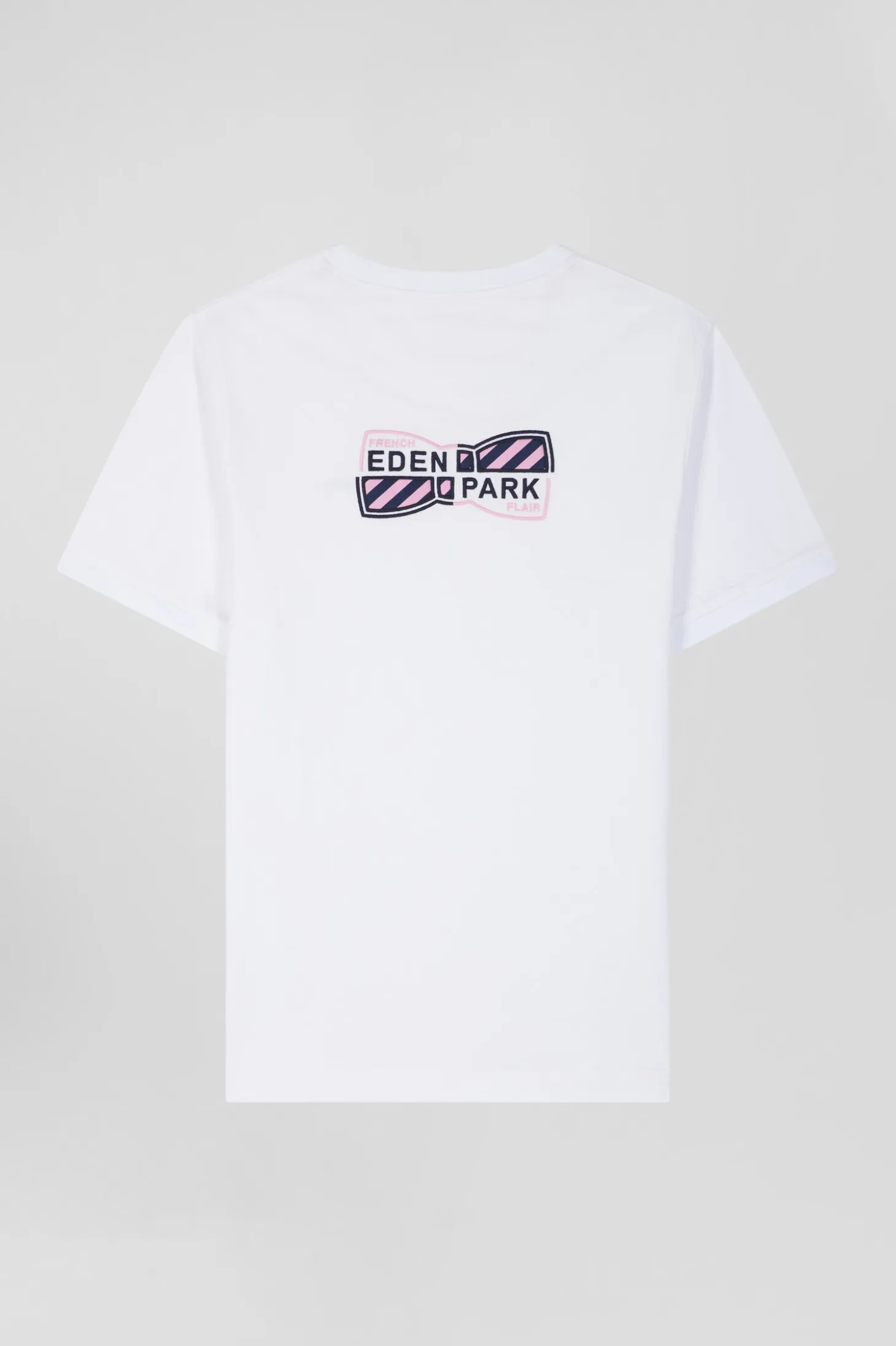T-shirt manches courtes en coton blanc broderie dos emblème coupe Regular